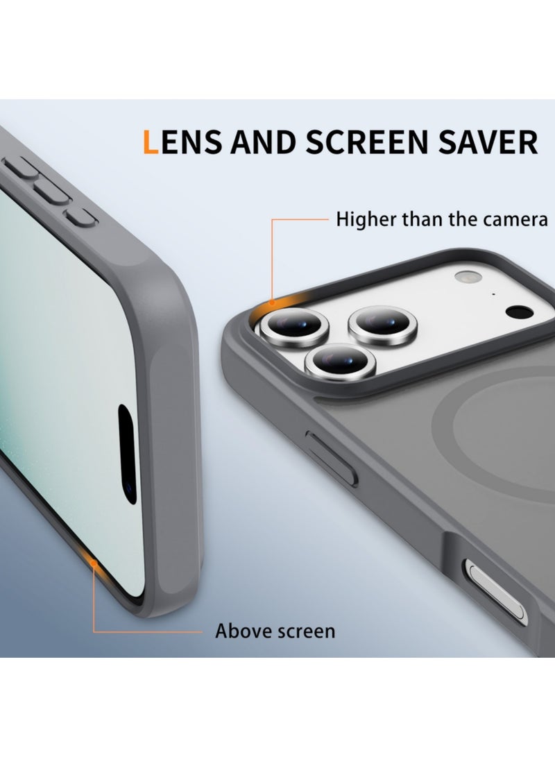 اووكاي جراب مغناطيسي لهاتف iPhone 17 Pro Max متوافق مع MagSafe، [غطاء حماية من الصدمات بدرجة عسكرية] غطاء هاتف نحيف غير لامع (رمادي) - Image 5