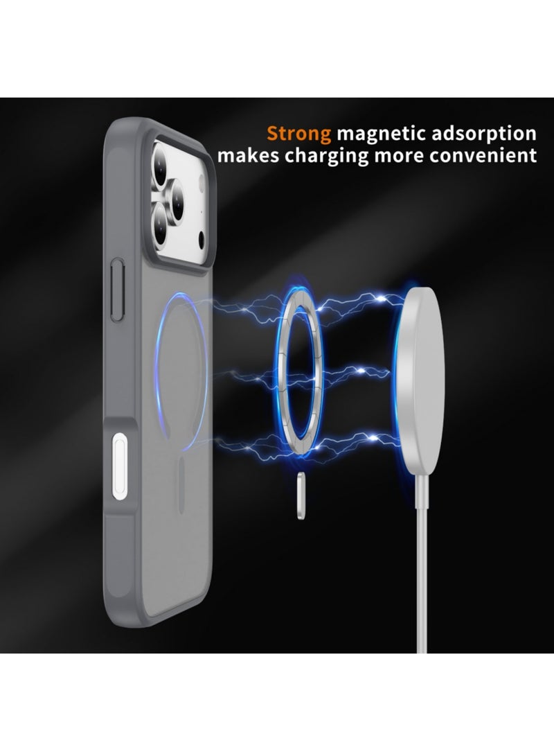 اووكاي جراب مغناطيسي لهاتف iPhone 17 Pro Max متوافق مع MagSafe، [غطاء حماية من الصدمات بدرجة عسكرية] غطاء هاتف نحيف غير لامع (رمادي) - Image 2