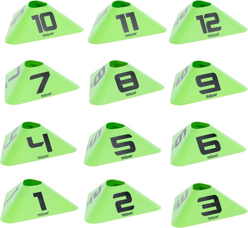 GoSports Modern Sports Cones - 12 Pack with Numbered Cones for Soccer, Basketball, Football Training - Image 1