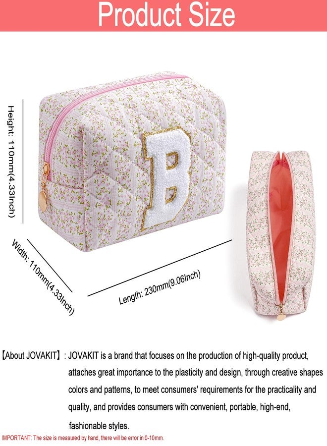 JOVAKIT Makeup Bag Cosmetic Bags for Women, Christmas Gifts for Girls Age 6-18, Alphabet Pink Floral Coquette Zipper Travel Makeup Pouch, Organizer Case Trendy Stuff (Pink Floral B) - Image 4