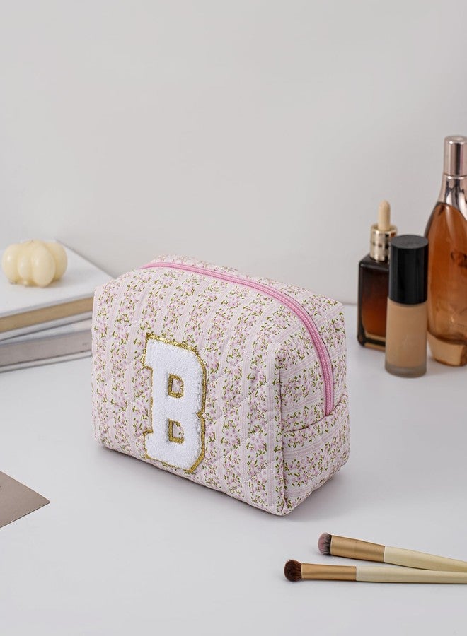 JOVAKIT Makeup Bag Cosmetic Bags for Women, Christmas Gifts for Girls Age 6-18, Alphabet Pink Floral Coquette Zipper Travel Makeup Pouch, Organizer Case Trendy Stuff (Pink Floral B) - Image 2