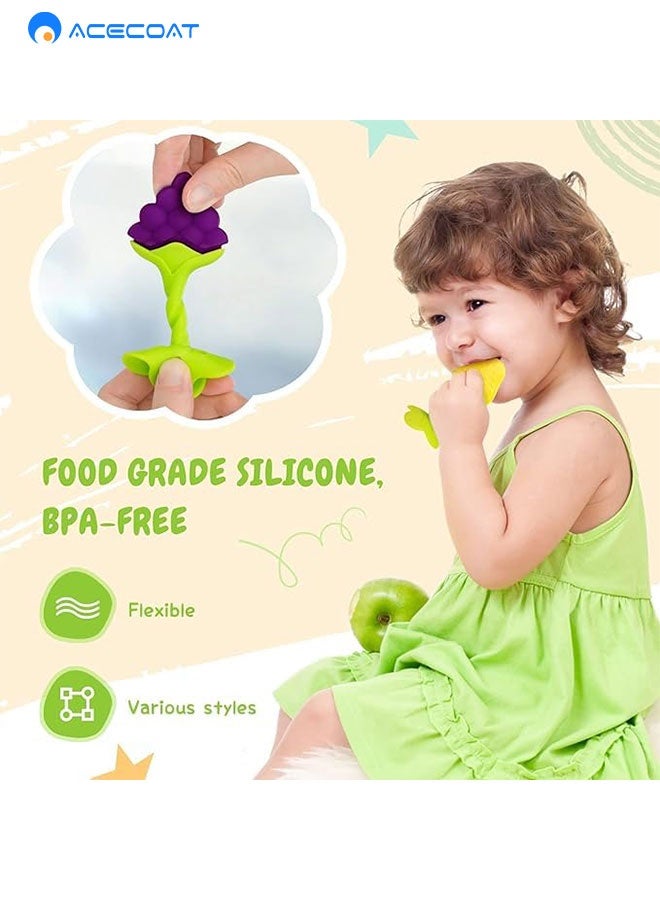 ايسكوت عضاضه رضع العاب تسنين الطفل بحواف ملساء وامنة (4 قطع) | عضاضة فاكهة من السيليكون الناعم الامن غذائيًّا للاطفال | امنة للاستخدام في الثلاجة | مجموعة عضاضة تسنين للاولاد والبنات خالية من البيسفول بنسبة 100% - Image 4
