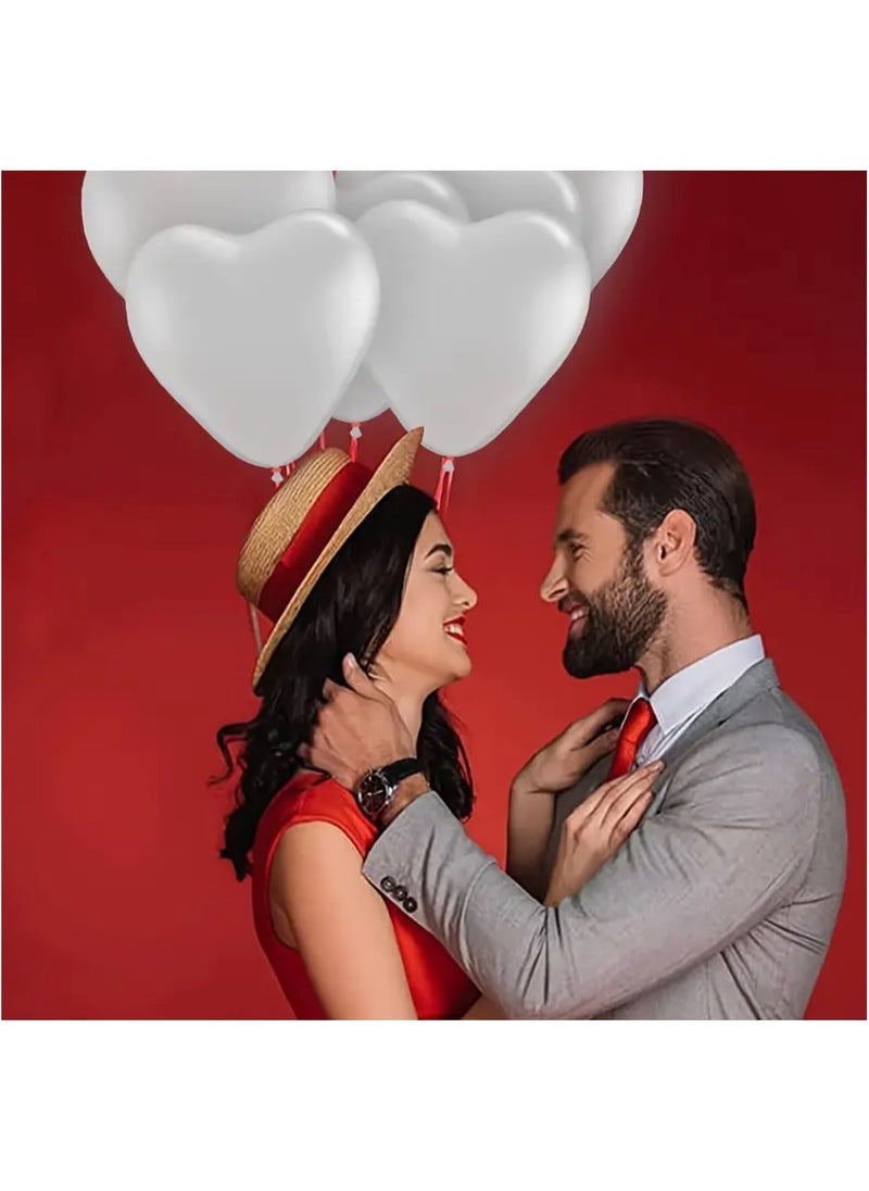 Just Quality 50pcs White Heart-Shaped Latex Balloons, for Valentine'S Day, Birthday, Wedding, Anniversary, Engagement, Love Valentine'S Day Gift, Home & Party Decorations, Ballon party - Image 3