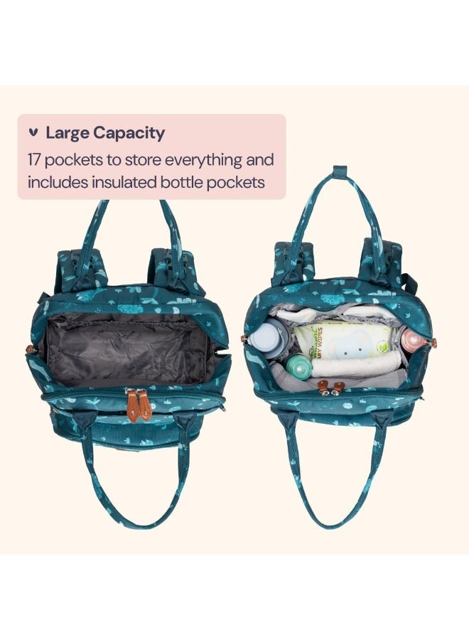 BabbleRoo Diaper Bag Backpack, Baby Essentials Travel Bag with Changing Pad, Stroller Straps & Pacifier Case, Dino - Image 2