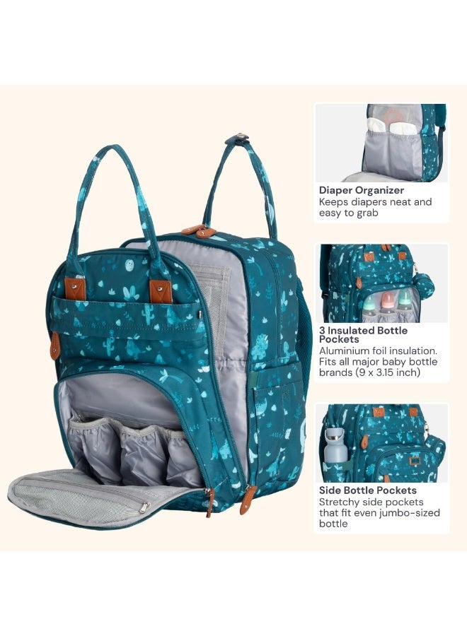 BabbleRoo Diaper Bag Backpack, Baby Essentials Travel Bag with Changing Pad, Stroller Straps & Pacifier Case, Dino - Image 3