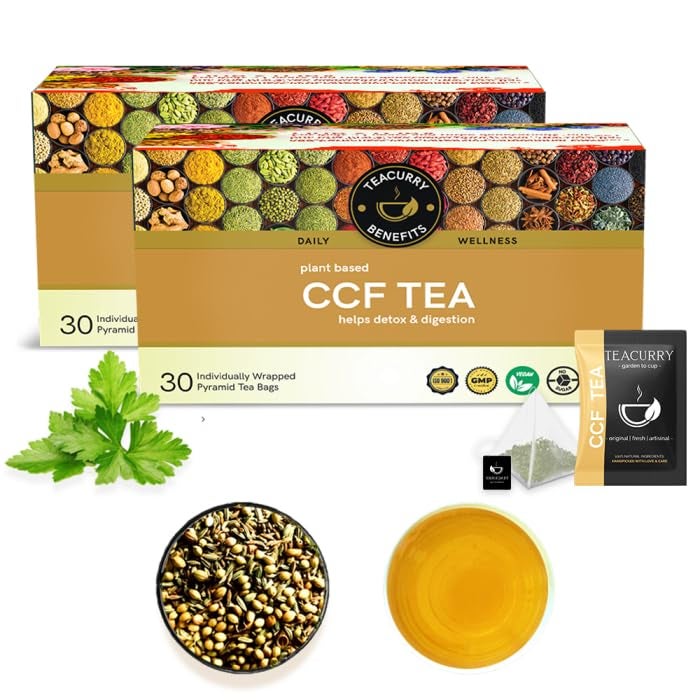 TEACURRY شاي تيكاري CCF - 60 كيس شاي | شاي CCF للتخلص من السموم للربو، صحة الجهاز الهضمي، يحسن الرؤية والبشرة | شاي الكمون والكزبرة والشمر | شاي طبيعي 100% لتخفيف الصداع النصفي - Image 1