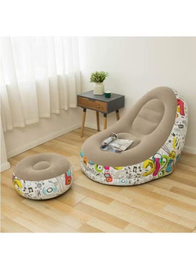 إن كي أكس 2 في 1 مجموعة أريكة قابلة للنفخ قابلة للنفخ ، قابلة للطي محمولة قابلة للنفخ مع مسند للقدمين ، مثالية للشرفة المنبثقة في الداخل والخارج ، الفناء الخلفي ، التخييم ، النزهة - Image 3