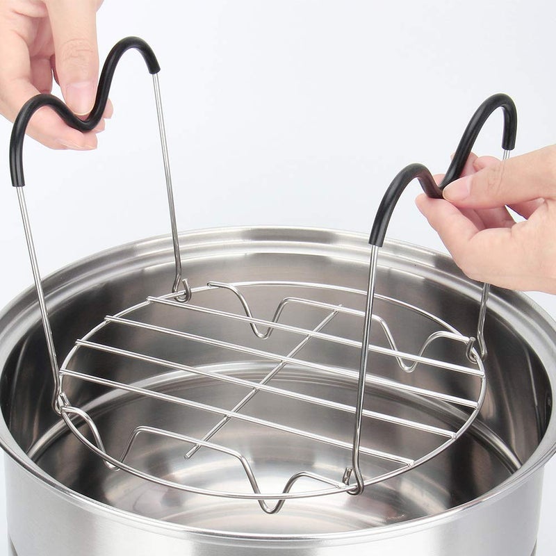 Sugaroom Steamer Rack Trivet with Heat Resistant Silicone Handles Compatible with Instant Pot Accessories 6 Qt 8 Quart, Stainless Steam Rack Pressure Cooker Trivet - Long Handles for Easy Chicken & Pot Removal - Image 5