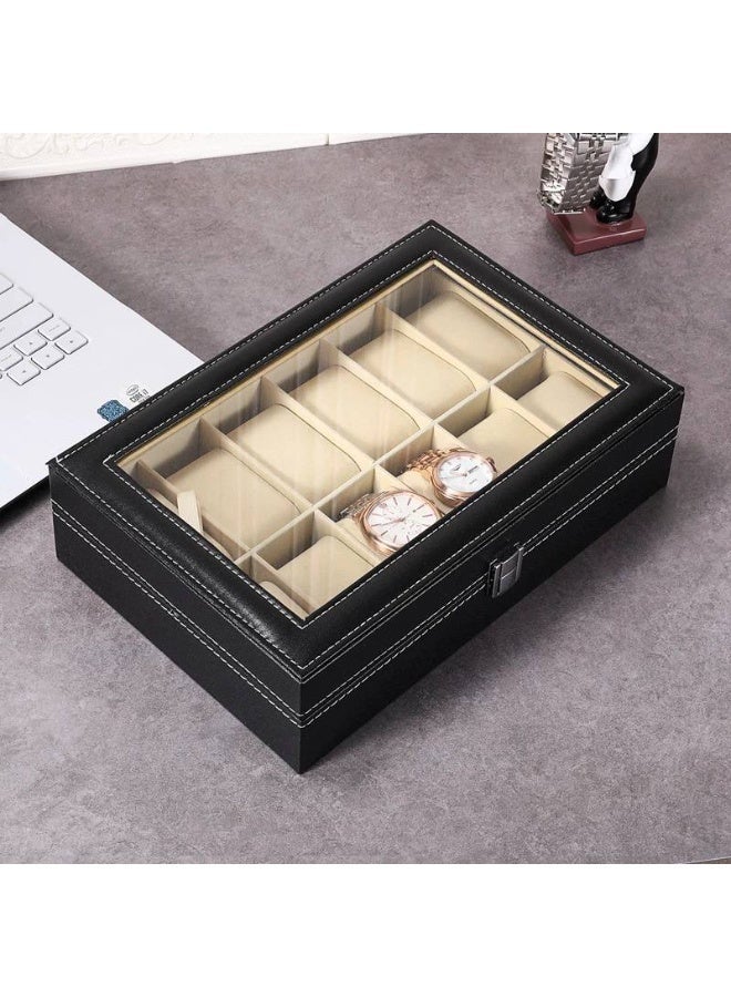 صندوق تخزين وتنظيم ساعات بتصميم - من 12 فتحه - Image 2