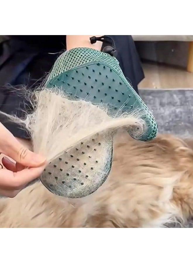 Grooming Glove Double-sided Fur Remover Glove for Pet Deshedding, Massage & Hair Removal | Pet Hair Remover Mitt for Clothes, Couch, Carpet ( 1Pcs- Pink)