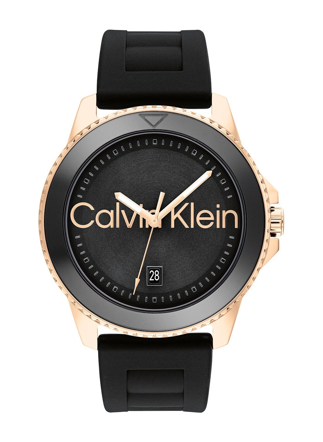 CALVIN KLEIN ساعة يد دائرية أنالوج للرجال بهيكل أسود - 25200425 