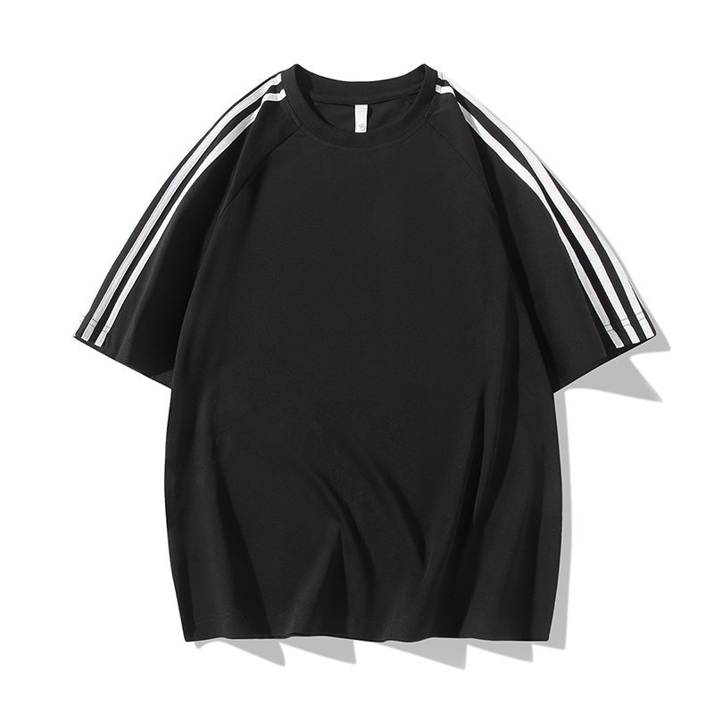 American Style Retro Contrast Color Stitching Striped Short-Sleeved T-Shirt Men'S Trendy Brand All-Match Loose Casual Top - Image 5