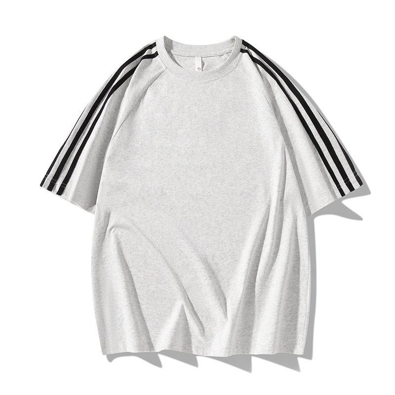 American Style Retro Contrast Color Stitching Striped Short-Sleeved T-Shirt Men'S Trendy Brand All-Match Loose Casual Top - Image 3