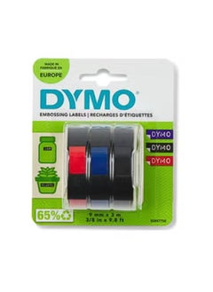 Dymo DYMO Embossing Variety Blue, Red & Black Tape 3m X 9mm -Pack Of 3, Blue/Black/Red  - Image 1