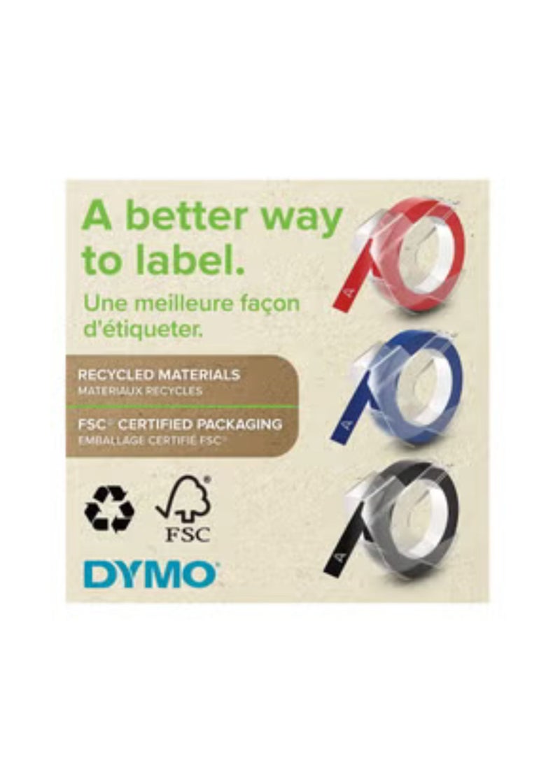 DYMO Embossing Variety Blue, Red & Black Tape 3m X 9mm -Pack Of 3, Blue/Black/Red - Image 2