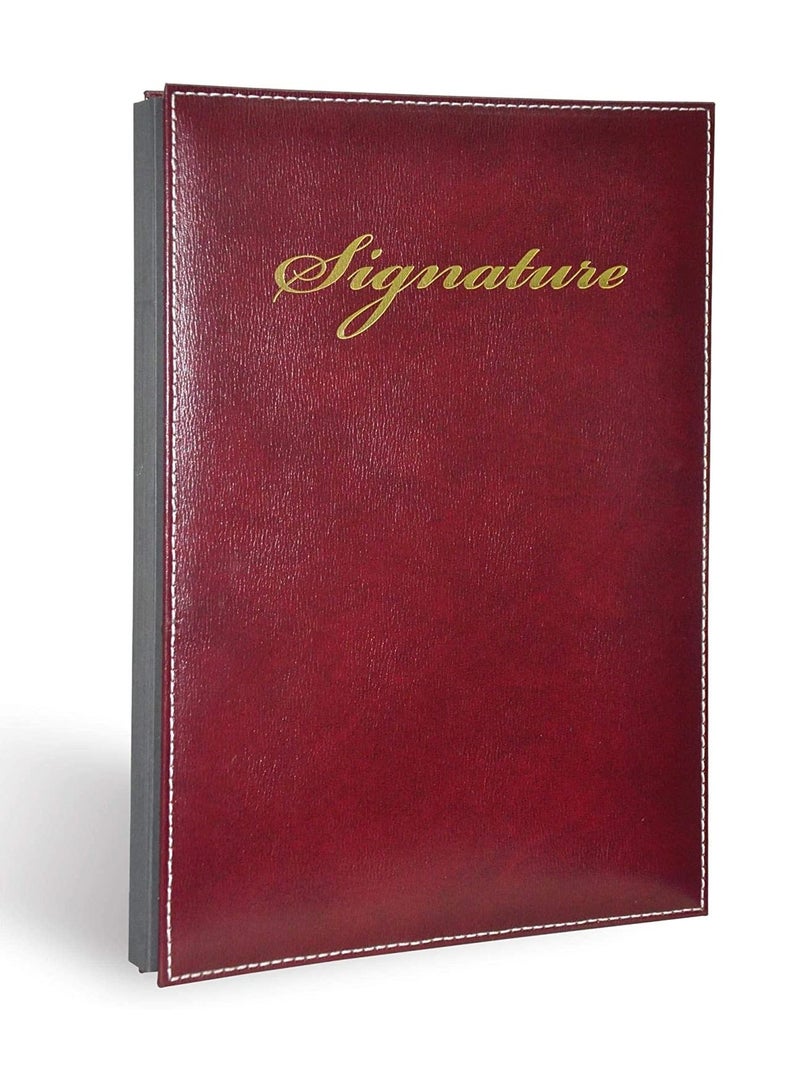 FIS Signature Book, Box Maroon Color, Bonded Leather Material Cover, 18 Sheets with Gift Box, 240 x 340 mm - FSCL3504 - Image 1