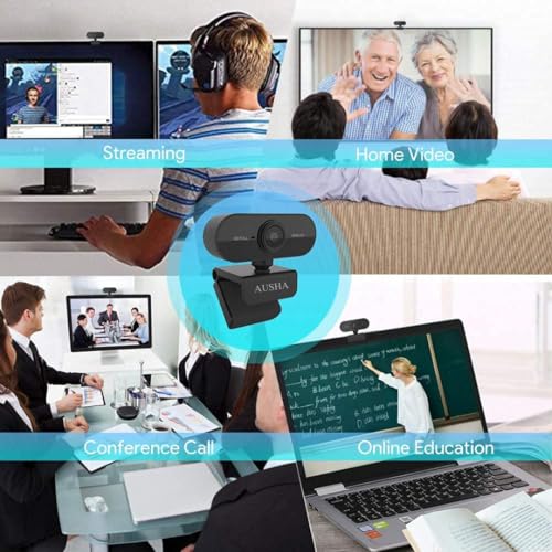 AUSHA Full HD 1080P Webcam with Microphone, 110° Wide Angle USB Web Camera for PC, Laptop & Desktop | Plug & Play Webcam for Video Calling, Online Classes, Streaming, Conferencing & Gaming - Image 5