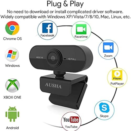 AUSHA Full HD 1080P Webcam with Microphone, 110° Wide Angle USB Web Camera for PC, Laptop & Desktop | Plug & Play Webcam for Video Calling, Online Classes, Streaming, Conferencing & Gaming - Image 4