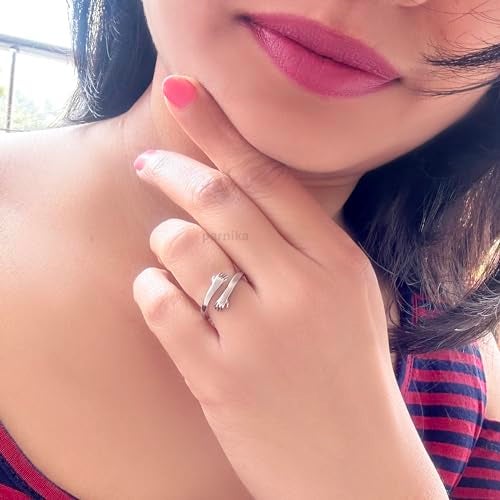 Parnika Cute Hug Me Finger Ring in Pure 92.5 Sterling Silver | Gift For Girls & Women | With Certificate of Authenticity | Ready to Gift Box | (10) - Image 2