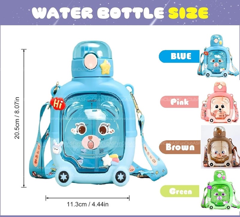 ASFunClub FunClub Cartoon Water Bottle for Kids Water Bottle with Straw for Kids Sipper Bottle Leak-Proof Water Bottle School Bottle for boys 1Litre Bottle Cute Bottle for Gift Best return gift - Image 4