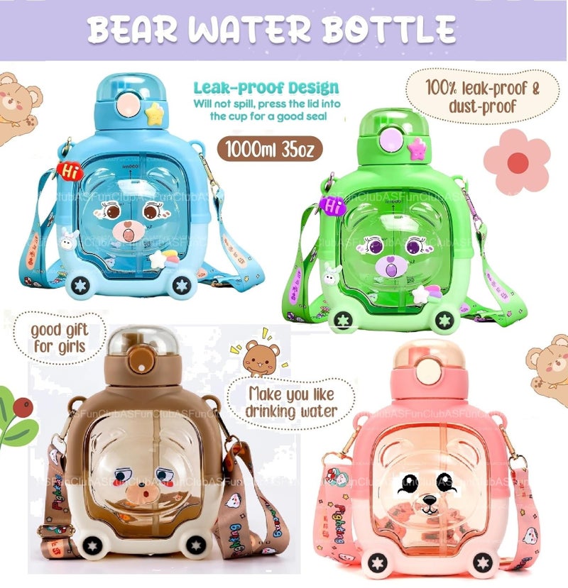 ASFunClub FunClub Cartoon Water Bottle for Kids Water Bottle with Straw for Kids Sipper Bottle Leak-Proof Water Bottle School Bottle for boys 1Litre Bottle Cute Bottle for Gift Best return gift - Image 3