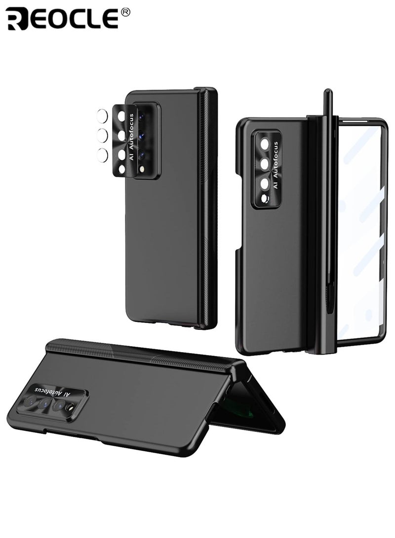 REOCLE Samsung Galaxy Fold 3 Mobile Phone Case Solid Color Magnetic Hinge Folding Protective Cover Shock-proof and Drop-proof Comfortable Feel Mobile Phone Case Suitable for Z Fold 3 - Image 1