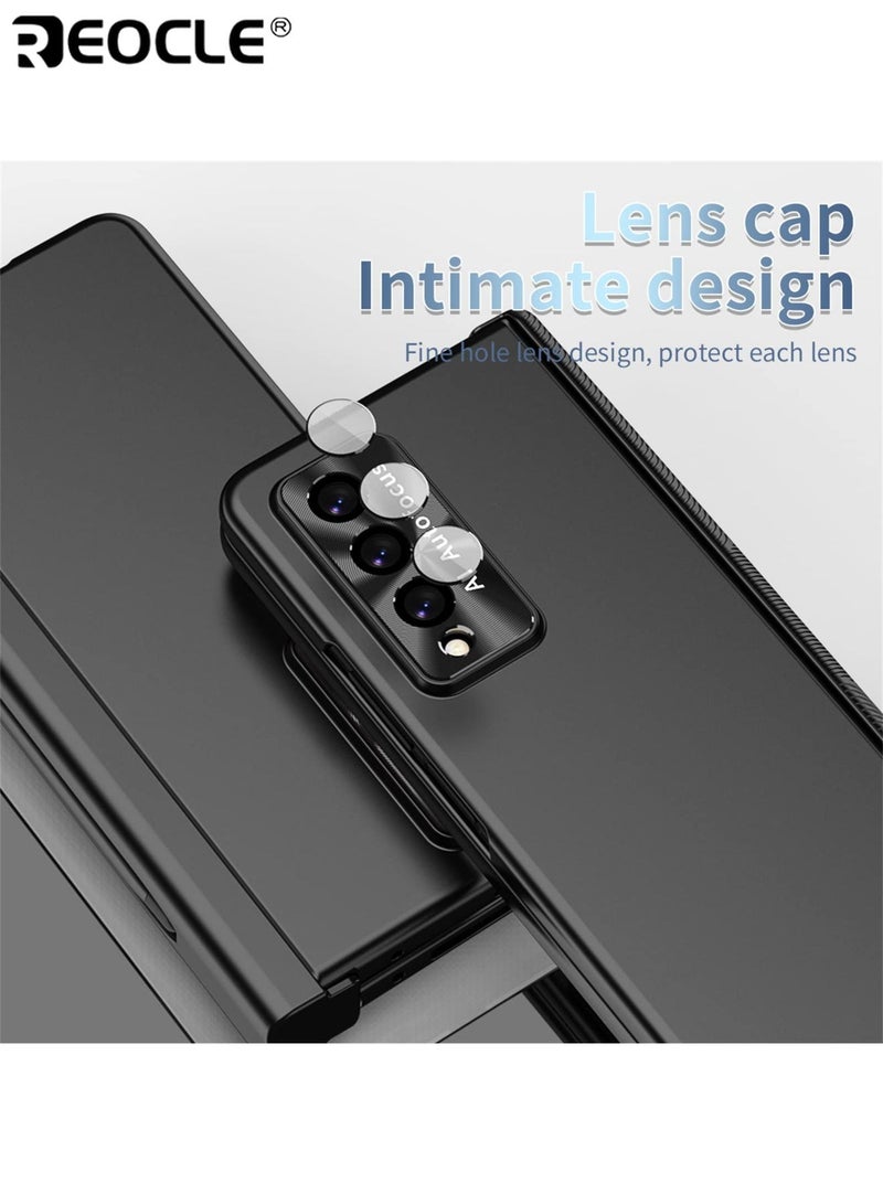 REOCLE Samsung Galaxy Fold 3 Mobile Phone Case Solid Color Magnetic Hinge Folding Protective Cover Shock-proof and Drop-proof Comfortable Feel Mobile Phone Case Suitable for Z Fold 3 - Image 3