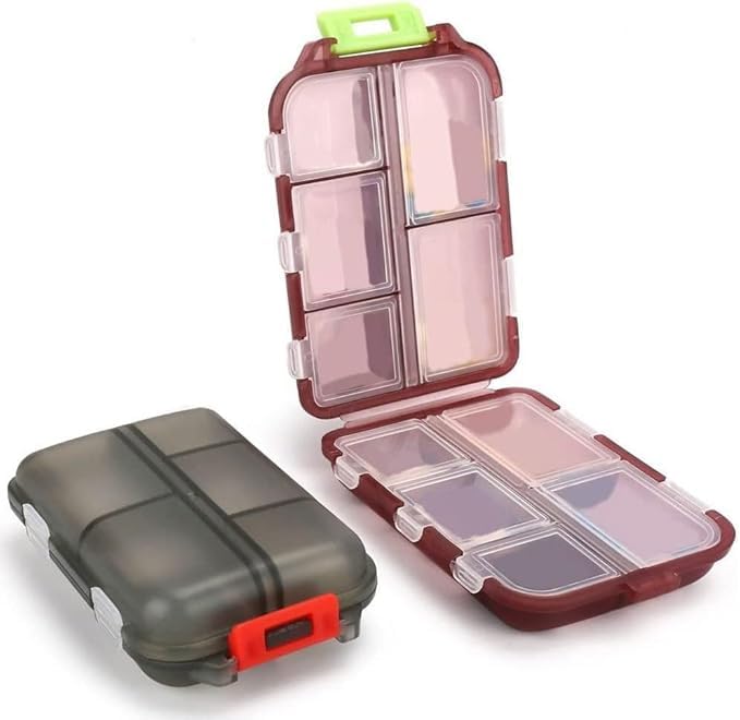 NIYANETAIL Portable Travel Pill Box | 7 Days Small Pill Organizer with 10 Compartments | Moisture Resistant Medicine Box for Travel & Daily Use - Image 1