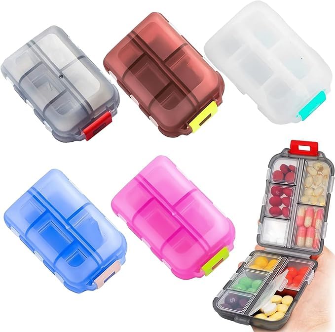 NIYANETAIL Portable Travel Pill Box | 7 Days Small Pill Organizer with 10 Compartments | Moisture Resistant Medicine Box for Travel & Daily Use - Image 2