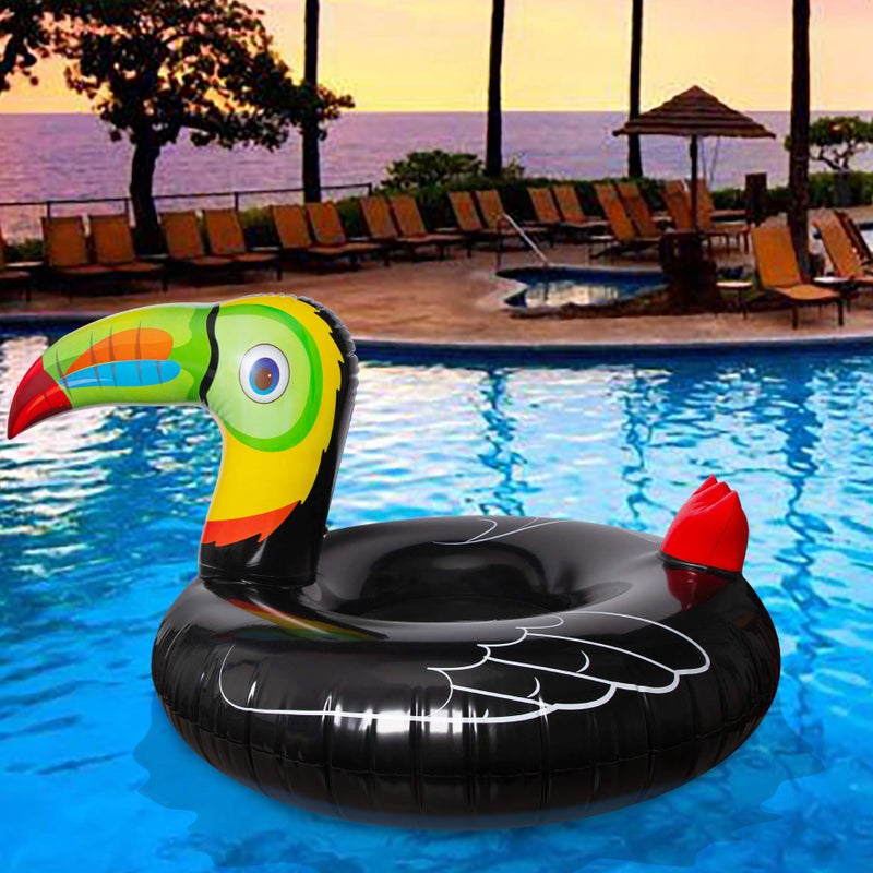 Geefuun Tropical Toucan Inflatable Pool Float Ride On Beach Swimming Rings - Hawaiian Luau Themed Water Toys Party Supplies for Kids Adults - Image 1