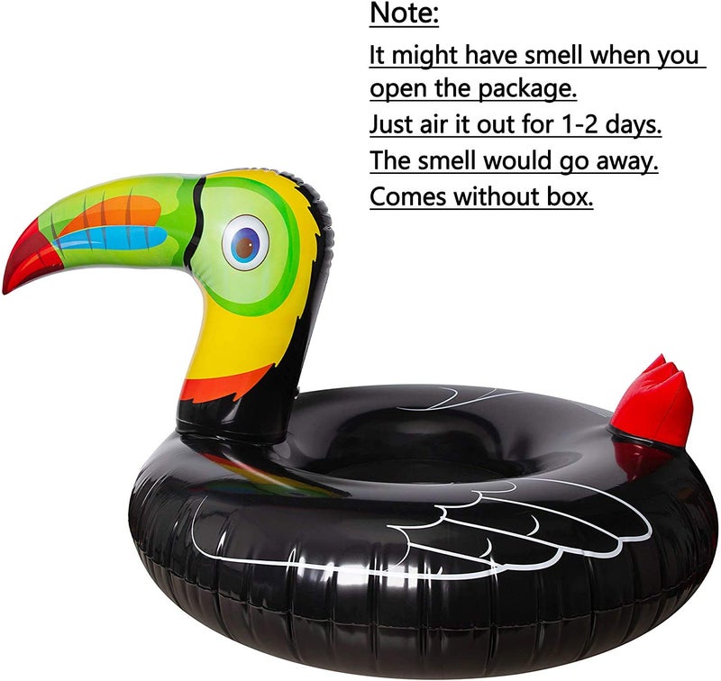 Geefuun Tropical Toucan Inflatable Pool Float Ride On Beach Swimming Rings - Hawaiian Luau Themed Water Toys Party Supplies for Kids Adults - Image 4