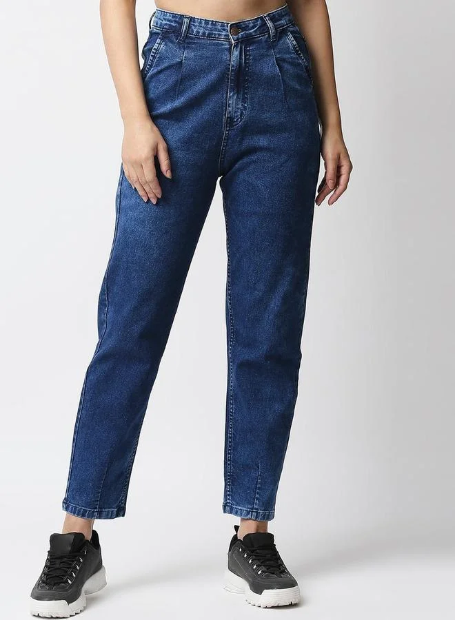 HIGH STAR Women Blue High-Rise Acid Wash Stretchable Jeans