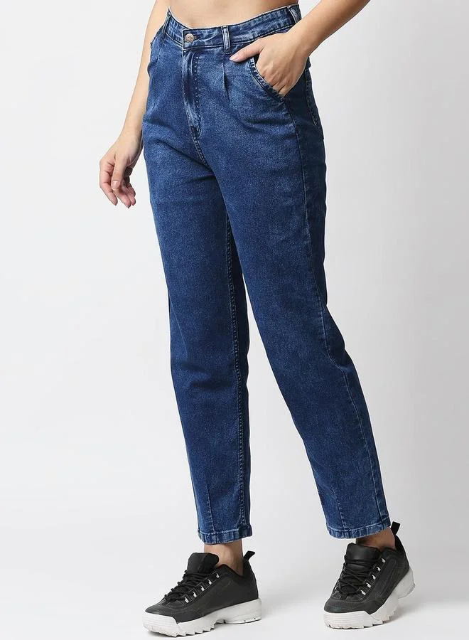 HIGH STAR Women Blue High-Rise Acid Wash Stretchable Jeans