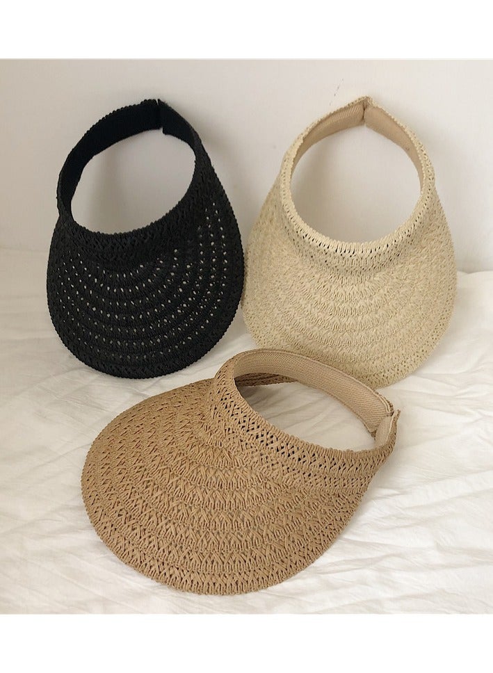 KUYING New Breathable Sunshade Open Top Hat Straw Weaving Sunscreen Hat  - Image 2