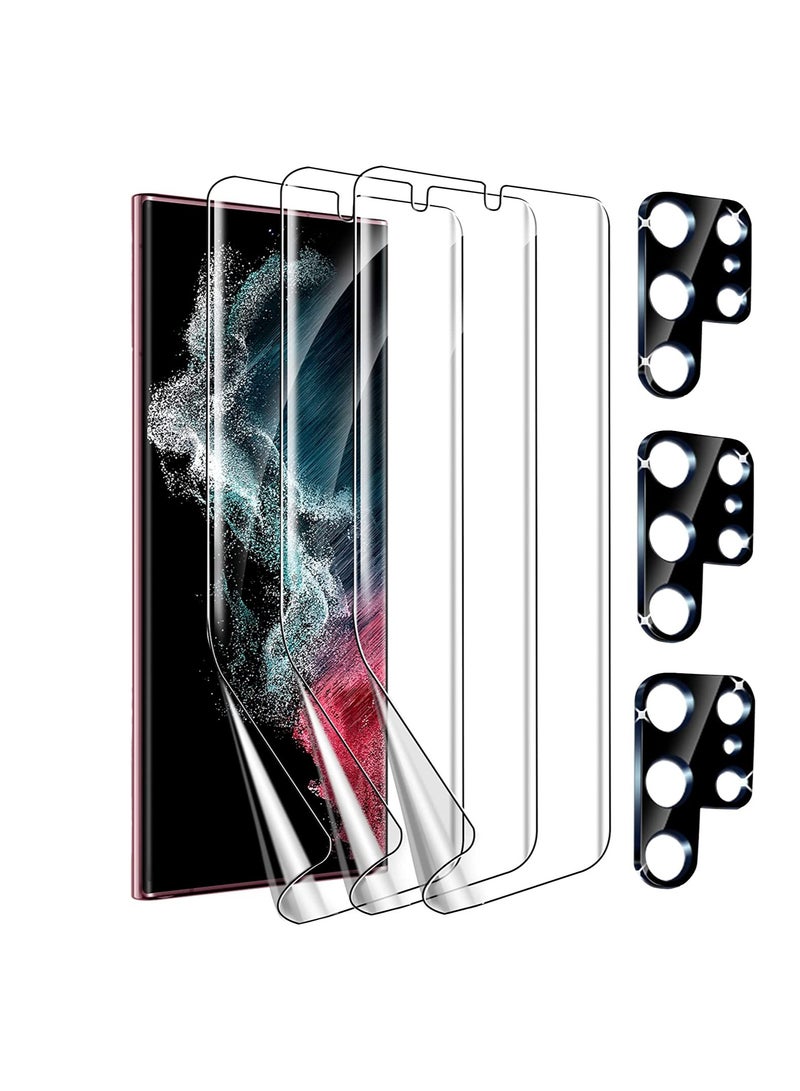 SYOSI for Samsung Galaxy S22 Ultra 5G Screen Protector [Not Glass], 3Pcs Flexible TPU Film with 3PcsTempered Glass Camera Lens Protector, Fingerprint Compatible, Galaxy S22 Ultra Protector - Image 1
