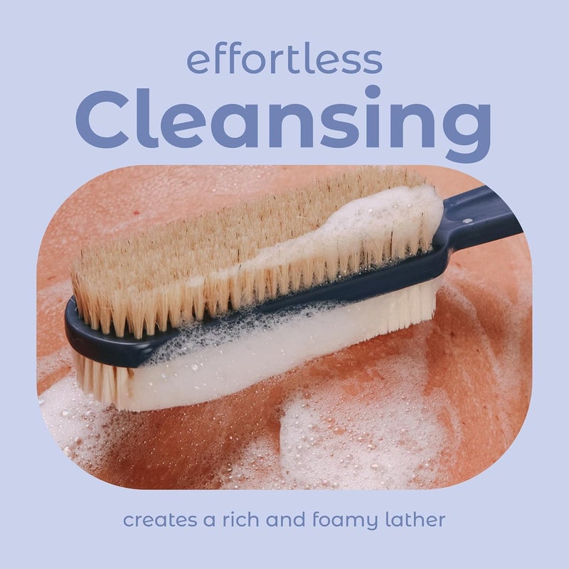 MainBasics Back Scrubber for Shower – Long Handle Dual-Sided Brush for Body Wash & Scrubbing with Exfoliating & Soft Bristles (Ultramarine, Plastic) - Image 4