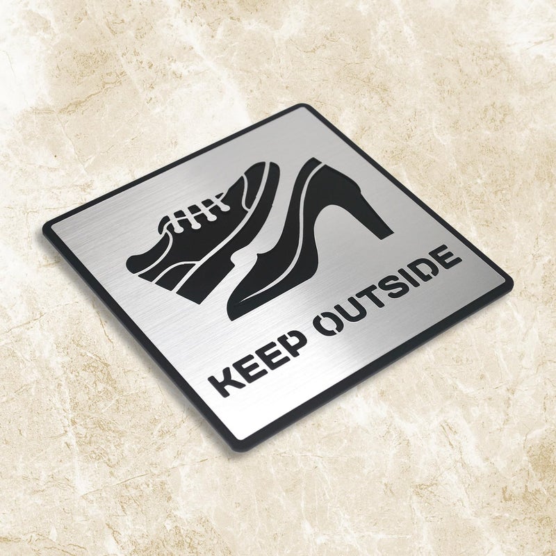 BerryBox KEEP OUTSIDE Room Sign 6 INCH * 6 INCH Self-Adhesive Sign for Business Office Corporate Hotel Company Factory Club Commercial Malls. - Image 2