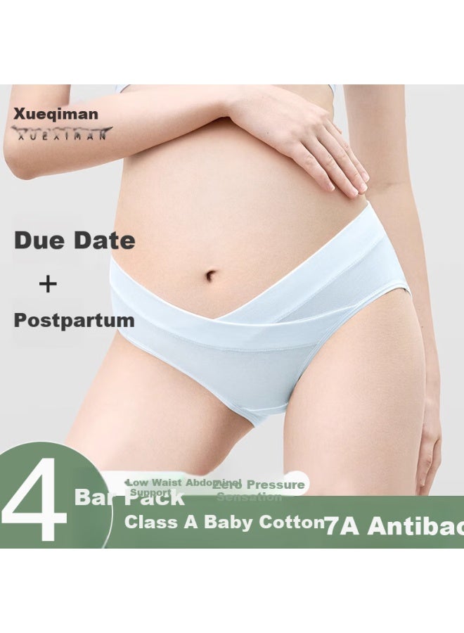 XUEXIMAN Xueximan 【 Autumn And Winter New】4-pack Maternity Underwear Women Low Waist Antibacterial Pure Cotton Early Mid-late Pregnancy Underwear  - Image 1