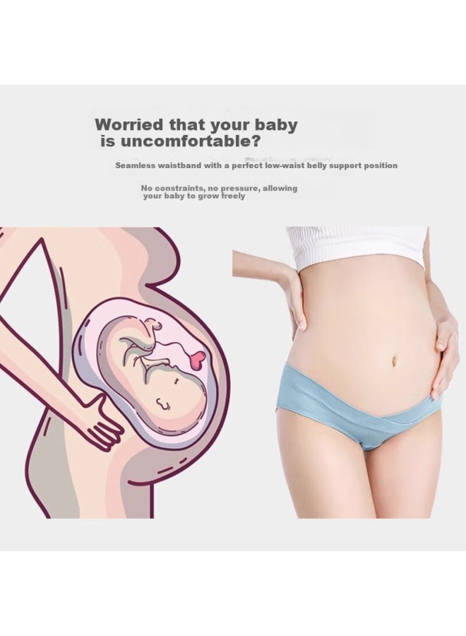 XUEXIMAN Xueximan 【 Autumn And Winter New】4-pack Maternity Underwear Women Low Waist Antibacterial Pure Cotton Early Mid-late Pregnancy Underwear  - Image 2