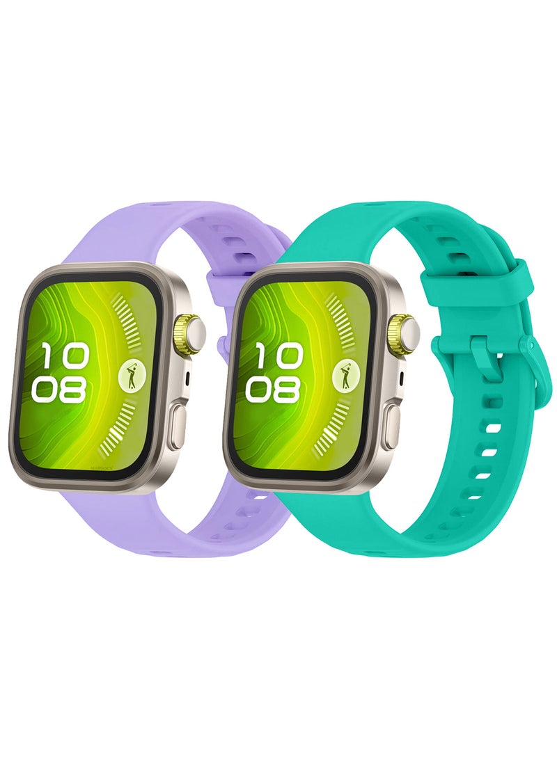 CATANES 2Packs Wristband for Huawei Watch Fit 3/Fit 4/Fit 4 Pro Bands, Silicone Bracelet Quick Release Arm Band, Replacement Smartwatch Band Quick Release Sport Straps - Aqua Purple  - Image 3