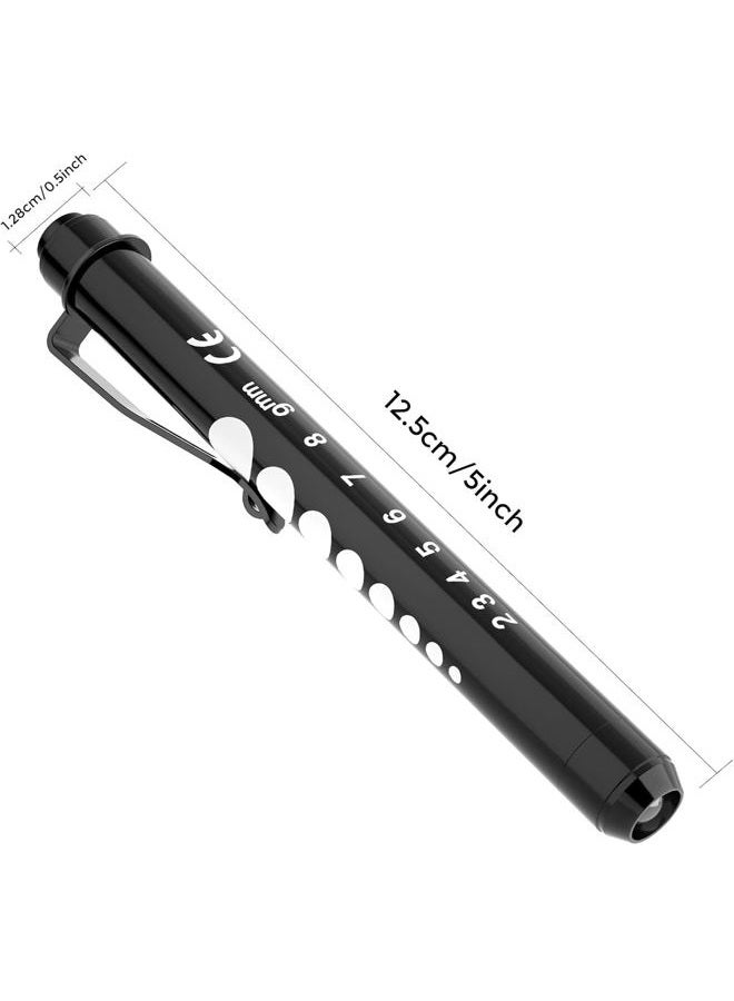 RISEMART Pen Lights for Nurses, 2 Pack Reusable Medical Light with Pupil Gauge and Ruler, White Light LED Penlight for Student Doctors EMT (Black/White) - Image 4