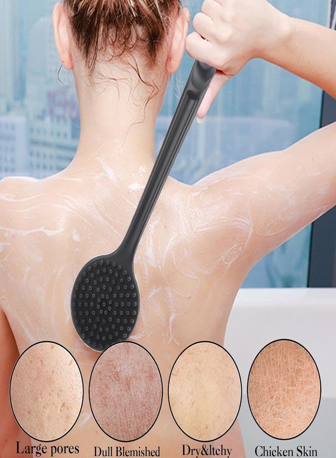 QUITESIDE Soft Silicone Body Bath Brush with Long Handle - Exfoliating Back Scrubber for Shower, Gentle Cleaning Tool for Men & Women, Multicolor (Pack of 1) - Image 2