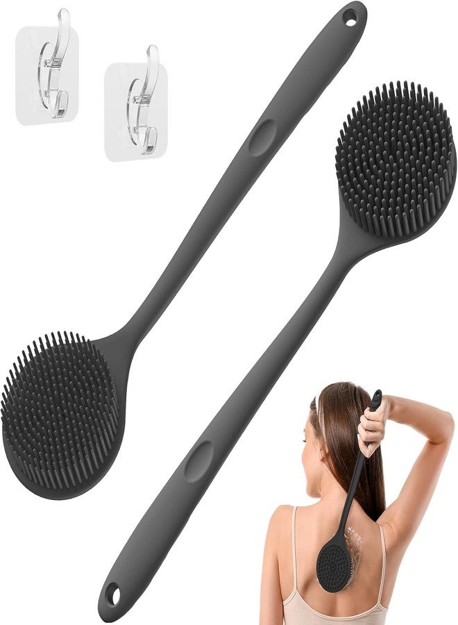 QUITESIDE Soft Silicone Body Bath Brush with Long Handle - Exfoliating Back Scrubber for Shower, Gentle Cleaning Tool for Men & Women, Multicolor (Pack of 1) - Image 1