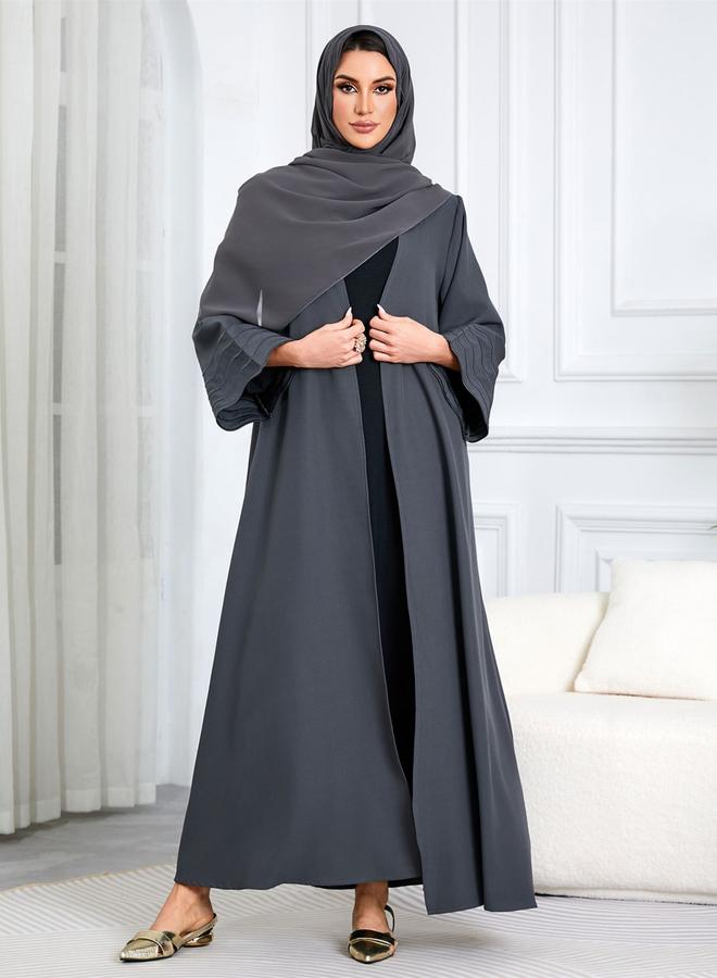 Take Two Women Solid Open Front Abaya with Headscarf - Image 5