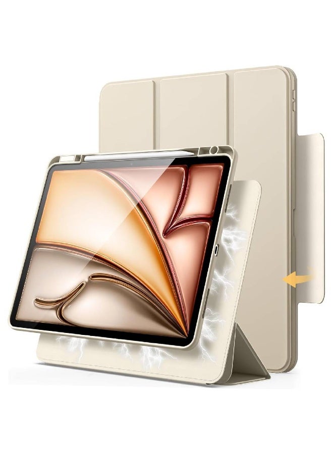 زومي غطاء مغناطيسي قابل للفصل لجهاز iPad Air بحجم 13 بوصة M3/M2 (2025/2024) مع حامل للقلم، غطاء شفاف دوار قابل للإزالة، حامل بوضعية عمودية/أفقية مع رفع عرض الشاشة (وردي) - Image 1