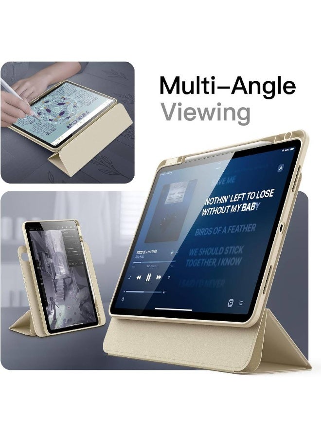 زومي غطاء مغناطيسي قابل للفصل لجهاز iPad Air بحجم 13 بوصة M3/M2 (2025/2024) مع حامل للقلم، غطاء شفاف دوار قابل للإزالة، حامل بوضعية عمودية/أفقية مع رفع عرض الشاشة (وردي) - Image 3