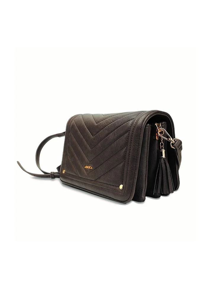 AMICA Camila Crossbody Leather Quilted Handbag with Adjustable Leather Strap