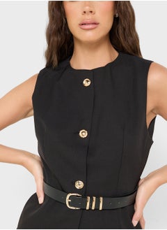 Ginger Button Down Tailored Vest With Belt  - Image 3