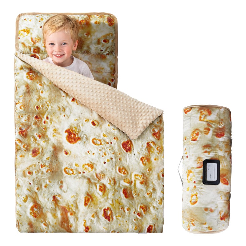 MORAIS Toddler Nap Mat with Removable Pillow and Blanket 52 x 20 Lightweight and Soft Nap Mat for Preschool Daycare Travel Sleeping Mat Slumber Bag Tortilla - Image 2