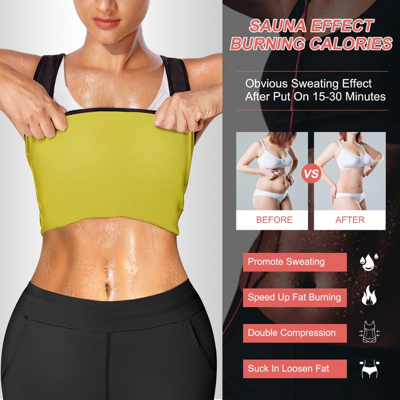 TrainingGirl Sweat Waist Trainer Girdle Workout Sauna Tank Top Vest for Women Weight Loss Exercise, Double Tummy Slimmer (Black, M) - Image 3